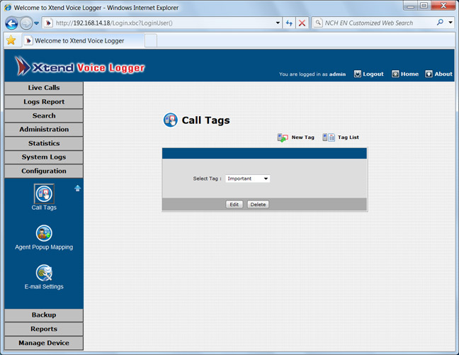 Click to enlarge : Call Tags